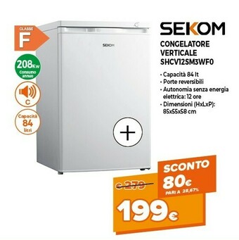 Expert Sekom Congelatore Verticale SHCV12SM3WF0 offerta