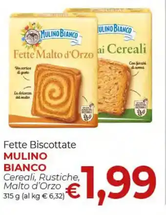 Supermercati Nonna Isa Fette Biscottate MULINO BIANCO Cereali, Rustiche, Malto d'Orzo 315 g offerta