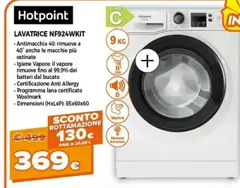 Expert Hotpoint NF924WK IT Lavatrice Libera Installazione Caricamento Frontale Bianco 9 Kg 1200 Giri/min A+++ offerta