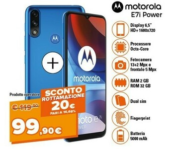 Motorola Moto E7i Power 16,5 Cm (6.5") Android 10 Go Edition 4G USB Tipo-C 2 GB 32 GB 5000 MAh Blu