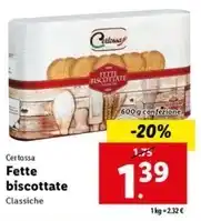 Lidl Certossa - fette biscottate offerta