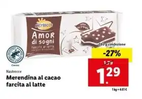 Lidl Nastrecce - merendina al cacao farcita al latte offerta