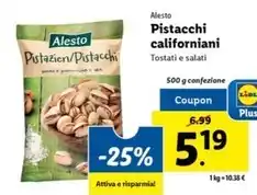 Lidl Alesto - pistacchi californiani offerta