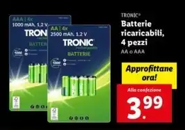 Lidl Tronic - batterie ricaricabili, 4 pezzi offerta