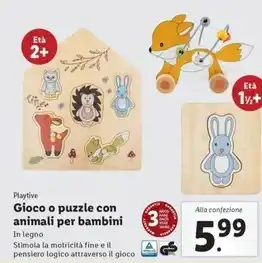 Lidl Playtive - gioco o puzzle con animali per bambini offerta
