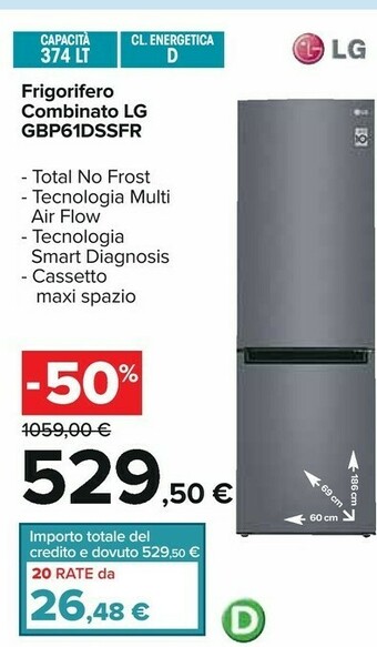 Carrefour LG GBP61DSSFR Frigorifero Con Congelatore Libera Installazione 341 L D Grafite, Acciaio Inossidabile offerta