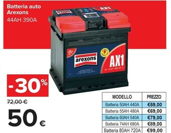 Carrefour Arexons Batteria Auto offerta