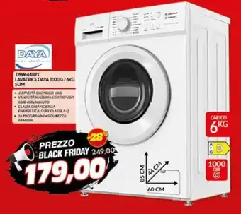 Risparmio Casa DSW-61021 LAVATRICE DAYA 1000G/6KG SLIM offerta