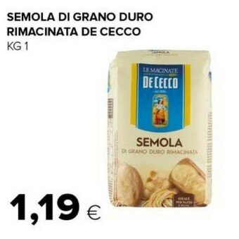 Tigre De Cecco Semola Di Grano Duro Rimacinata 1000 G(ml) offerta