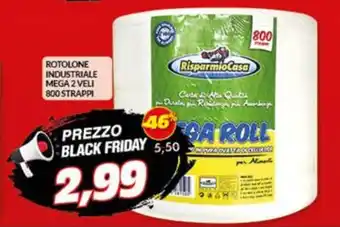 Risparmio Casa ROTOLONE INDUSTRIALE MEGA 2 VELI 800 STRAPPI offerta