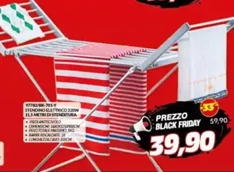 Risparmio Casa 97782/BK-701-Y STENDINO ELETTRICO 220W 11,5 METRI DI STENDITURA offerta