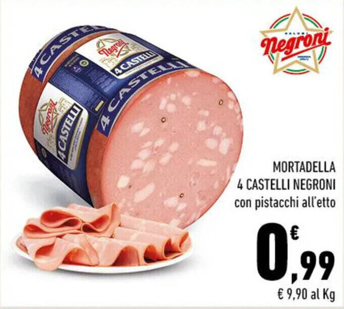 MORTADELLA 4 CASTELLI NEGRONI con pistacchi offerta di Conad Margherita