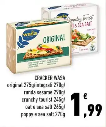 Conad Margherita CRACKER WASA original 275g/integrali 270g/ runda sesame 290g/ crunchy tourist 245g/ oat e sea salt 265g offerta