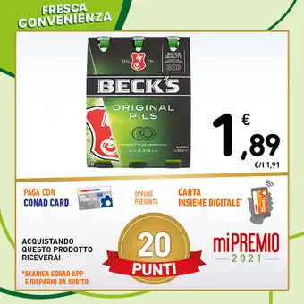 Conad BIRRA ORIGINAL BECK'S 33 cl x 3 offerta