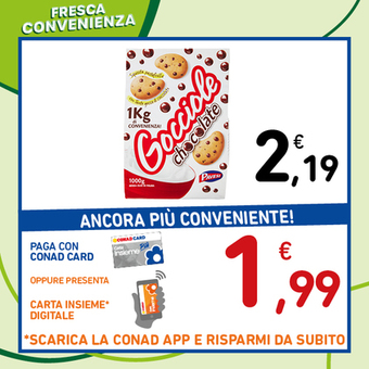Conad GOCCIOLE CHOCOLATE PAVESI 1 kg offerta