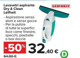 Carrefour Leifheit Lavavetri Aspirante Dry & Clean offerta