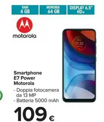 Carrefour Motorola Moto E7 Plus 16,5 Cm (6.5") 4 GB 64 GB Doppia SIM 4G Micro-USB Blu Android 10.0 5000 MAh offerta