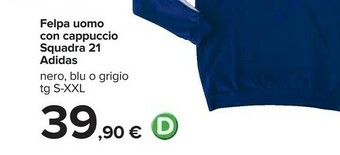 Carrefour Adidas Felpa Uomo Con Cappuccio Squadra 21 offerta