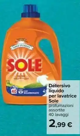Carrefour Sole Detersivo Liquido Per Lavatrice offerta