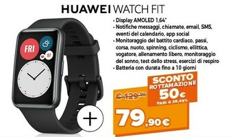 Expert Huawei WATCH Fit 4,17 Cm (1.64") AMOLED Grafite GPS (satellitare) offerta