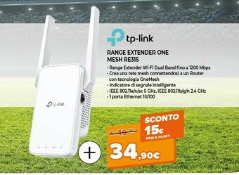 Expert TP-LINK RE315 Moltiplicatore Di Rete Bianco 10, 100 Mbit/s offerta