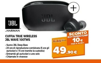 Expert Jbl Cuffia True Wireless Wave 100TWS offerta
