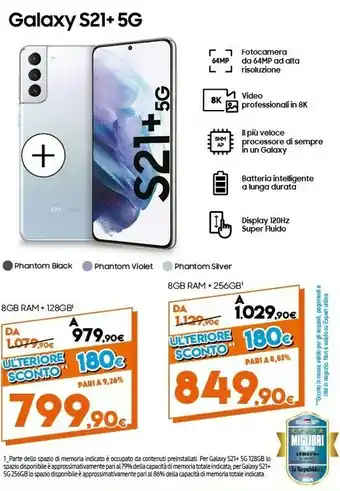 Expert Samsung Galaxy S21+ 5G 128 GB Display 6.7" Dynamic AMOLED 2X Phantom Silver offerta