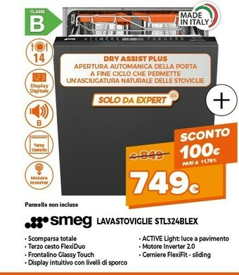 Expert Smeg Lavastoviglie STL324BLEX offerta