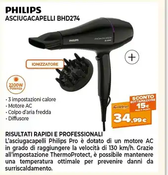 Expert Philips DryCare BHD274/09 Asciuga Capelli 2200 W Nero offerta