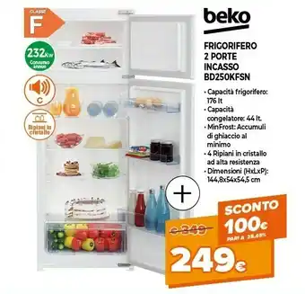 Expert Beko BD250KFSN Frigorifero Con Congelatore Da Incasso 220 L F Bianco offerta