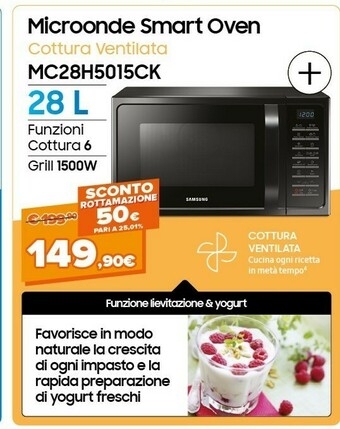 Samsung MC28H5015CK Superficie Piana Microonde Combinato 28 L 900 W Nero
