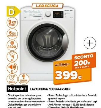 Expert Hotpoint NDB 96443 SJ IT N Lavasciuga Libera Installazione Caricamento Frontale Bianco D offerta
