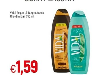 Famila Vidal Argan Oil Bagnodoccia Olio Di Argan offerta