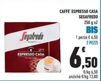 Conad CAFFE' ESPRESSO CASA SEGAFREDO 250 g x2 offerta