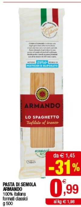 Iperal Armando Pasta Di Semola offerta