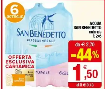 Iperal San Benedetto Acqua Minerale Naturale 2000 G(ml) offerta
