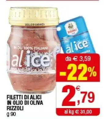Iperal Rizzoli Filetti Di Alici In Olio Di Oliva offerta