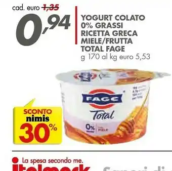 Italmark Fage Total 0% Con Miele 170 G(ml) offerta