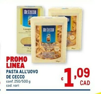 Metro De Cecco Pasta di semola offerta