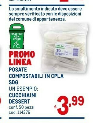 Metro Posate Compostabili In Cpla Sdg offerta