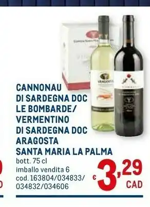 Metro Santa Maria La Palma - Vermentino Di Sardegna Aragosta 750 G(ml) offerta