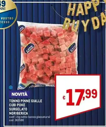 Noribèrica Tonno Pinne Gialle Cubi Poke Surgelato
