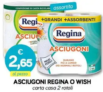 Il Tulipano ASCIUGONI REGINA O WISH carta casa 2 rotoli offerta