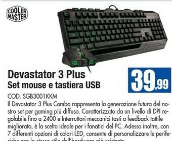 Wellcome Cooler master Devastator 3 Plus Set Mouse E Tastiera Usb offerta