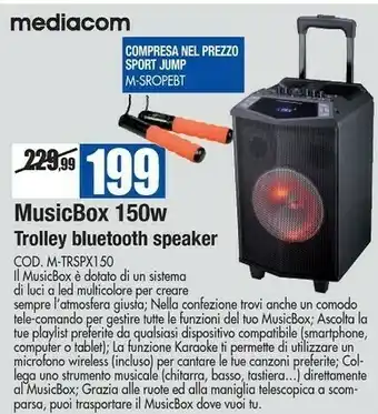 Wellcome Mediacom Musicbox 150w Trolley Bluetooth Speaker offerta