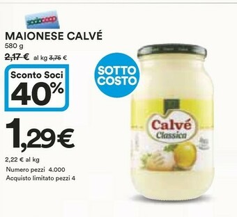 Coop Calvè Maionese offerta