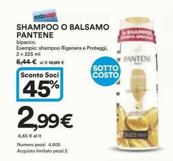 Coop Pantene Shampoo offerta