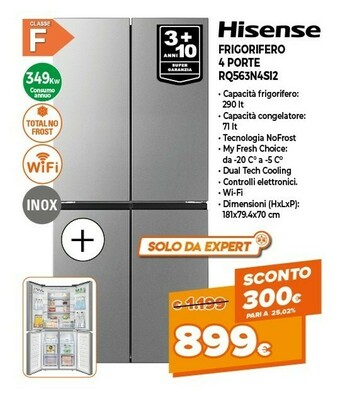 Expert Hisense Frigorifero 4 Porte RQ563N4SI2 offerta