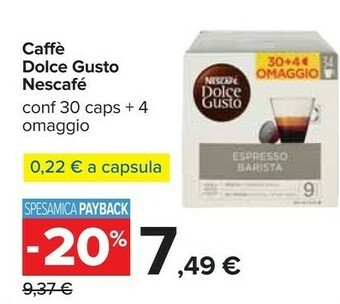 Carrefour Nescafé Dolce Gusto Espresso Barista Magnum Capsule Caffè 30 Pezzo(i) offerta
