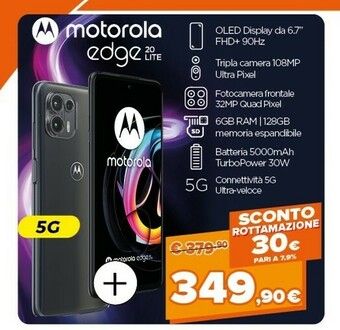 Expert Motorola Edge 20 Lite 17 Cm (6.7") Doppia SIM Android 11 5G USB Tipo-C 8 GB 128 GB 5000 MAh Grafite offerta